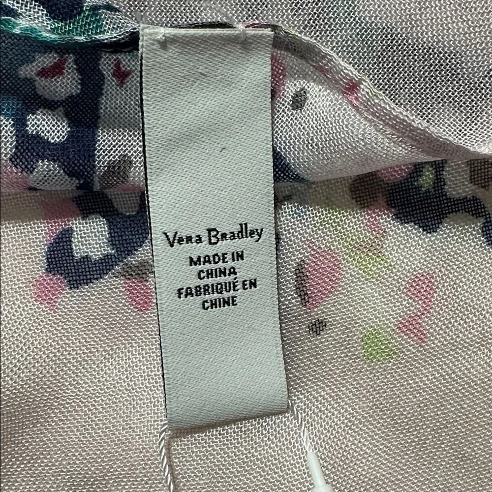 Vera Bradley Happiness Returns Pink Blue Lilly of the Valley Soft Fringe Scarf